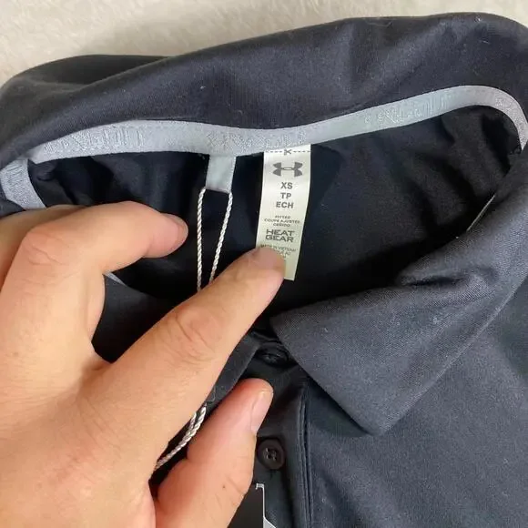 Under Armour Women’s HeatGear Golf‎ Polo Black Medium R Flag Logo Stretch - Picture 4 of 7